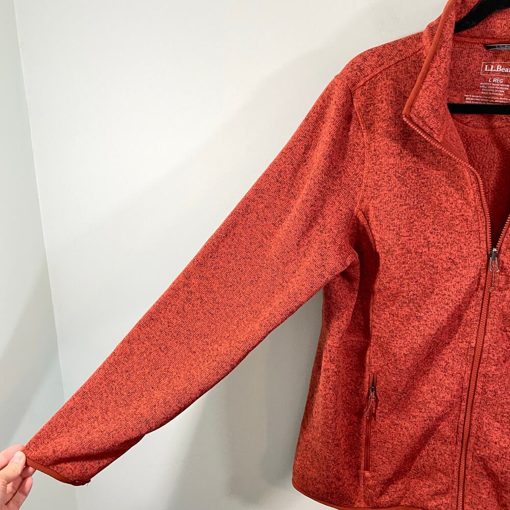 LL Bean Women Burnt Orange Full Zip Fleece Jacket Size L - Picture 5 of 7